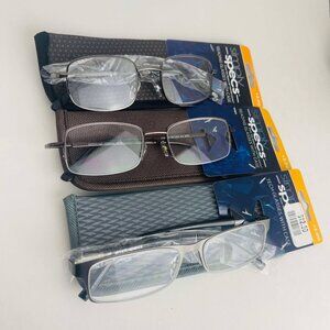 RG0334 Lot of 3 Simply Specs Foster Grant Black Men's Reading Glasses  +2.00